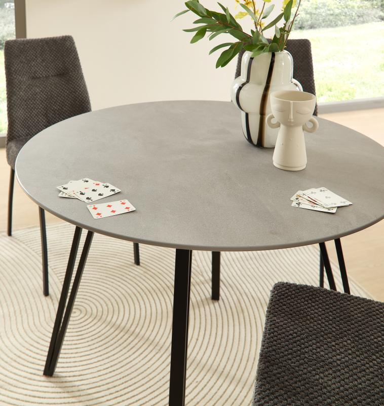 Esstisch Fallkirk - Rund - D/H 100x75cm - Platte Steinoptik