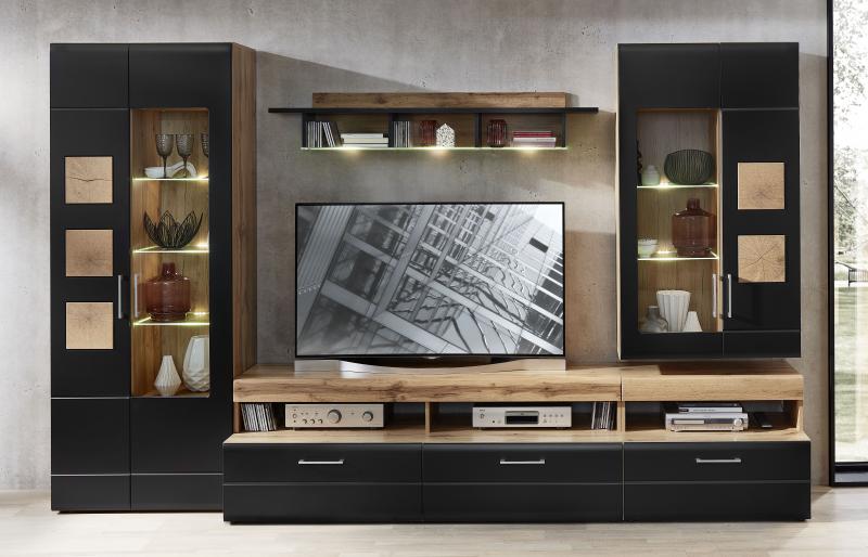 Wohnwand Sidonia - 5-tlg. - inkl. Beleuchtung - Softclose