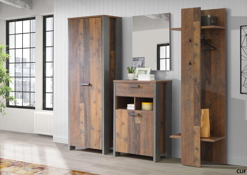 Garderobe Celon - Old Wood Vintage / Betonoptik